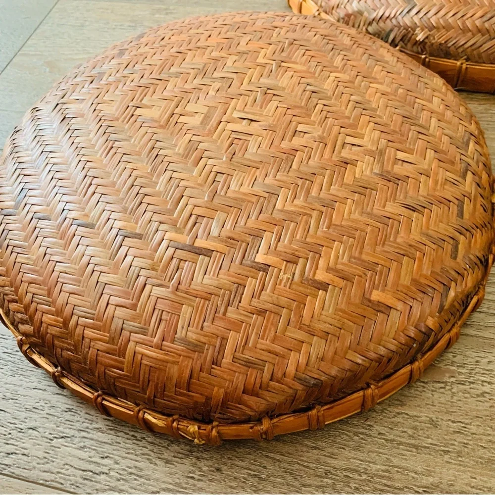 Round rattan set of 3 trays